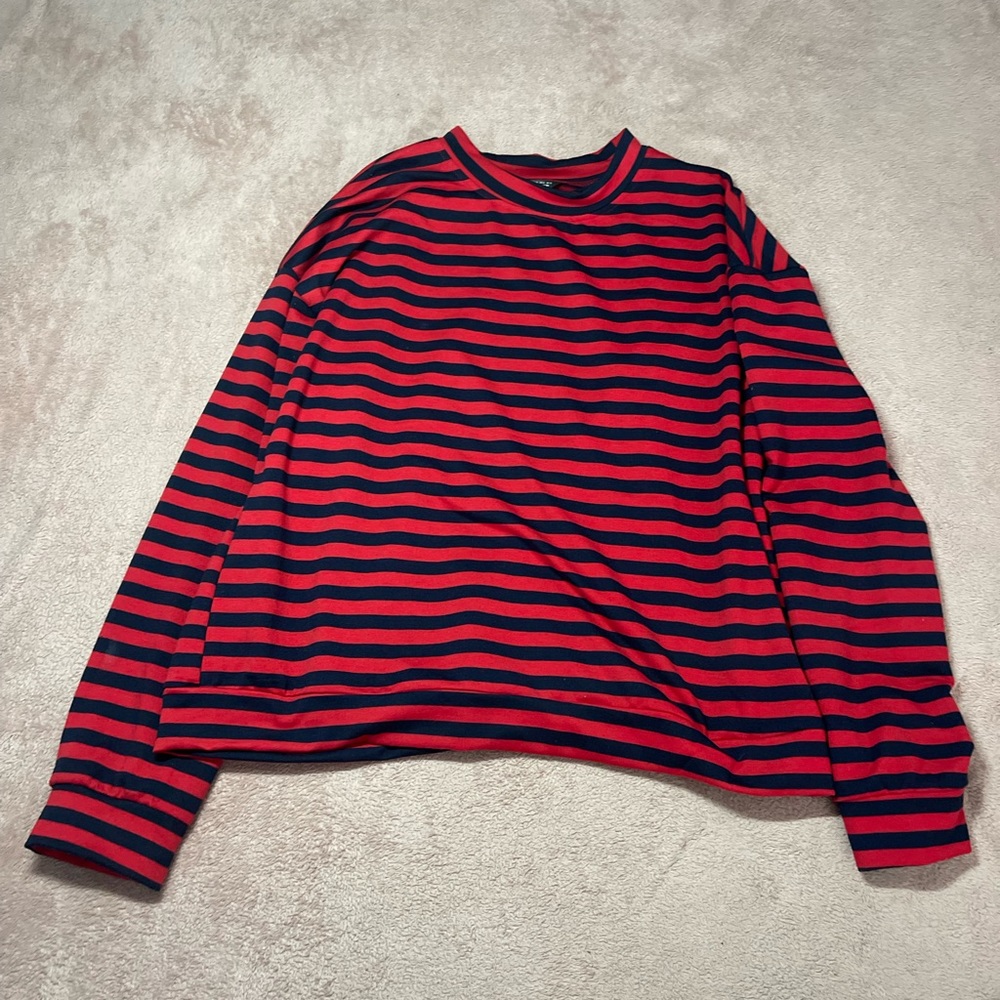 Drop Shoulder Striped Pullover XL